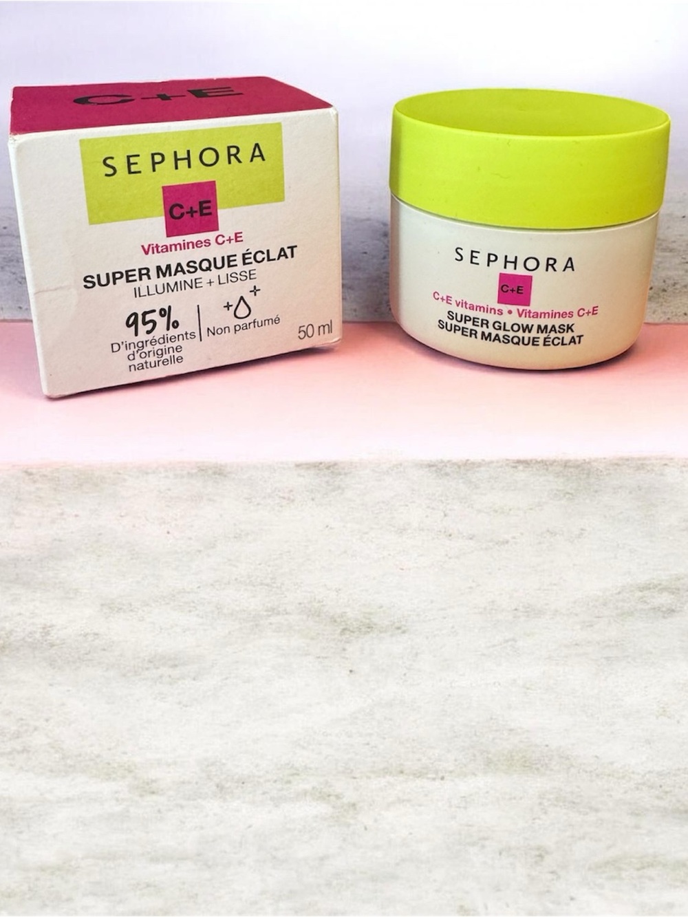 Sephora Super Glow Mask Lime Green & Cream Jar